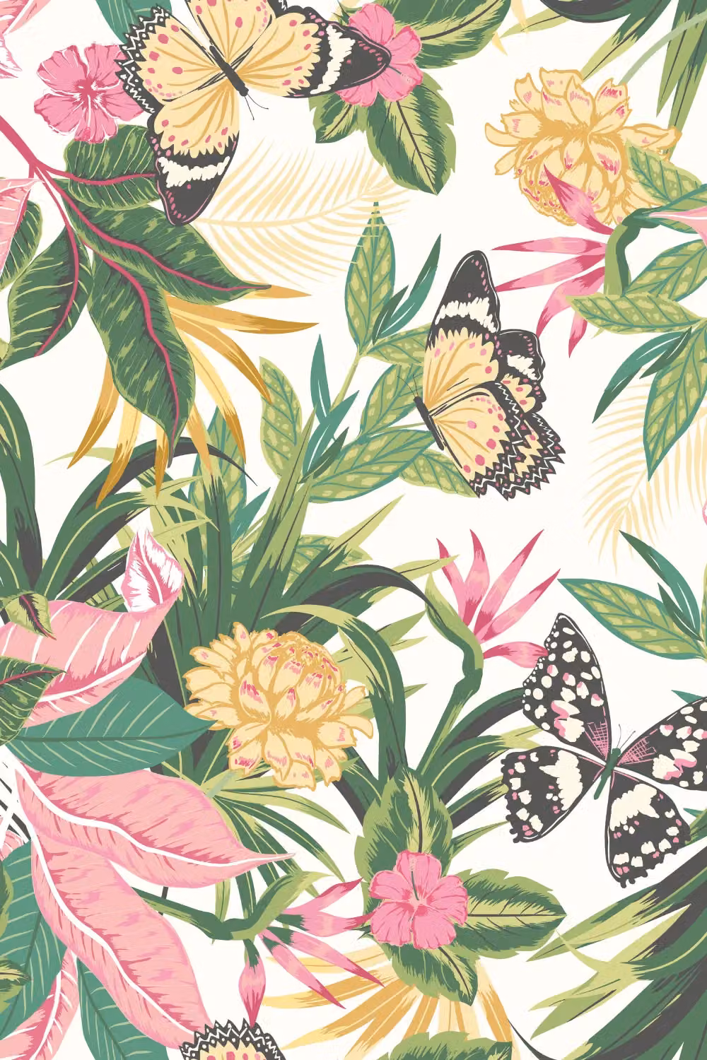 Hoopla Walls Paradise Matt Wallpaper in Bright Pink with Floral and Botanical Nature Patterns – 2