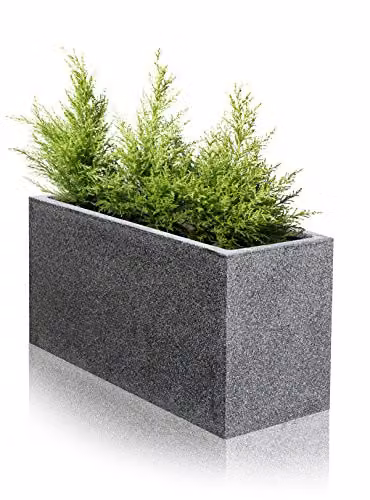 Primrose Poly-Terrazzo Stone Trough Planter Tub, Black, W: 100 cm, D: 50 cm – 3