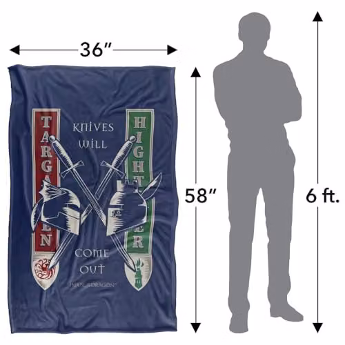 LOGOVISION Game of Thrones Targaryen Hightower Face Off Super Soft Silky Touch Fleece Throw Blanket, Multicolour, W: 91.44 cm, L: 147 cm – 4