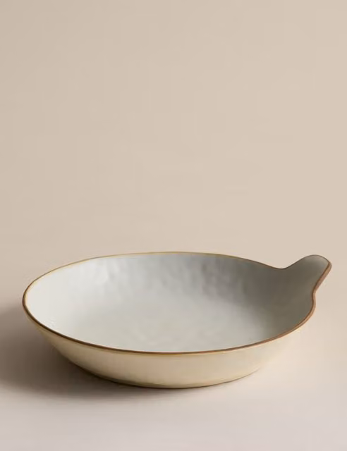 M&S Picky Bits Stoneware Handle Serving Platter in Beige and White
