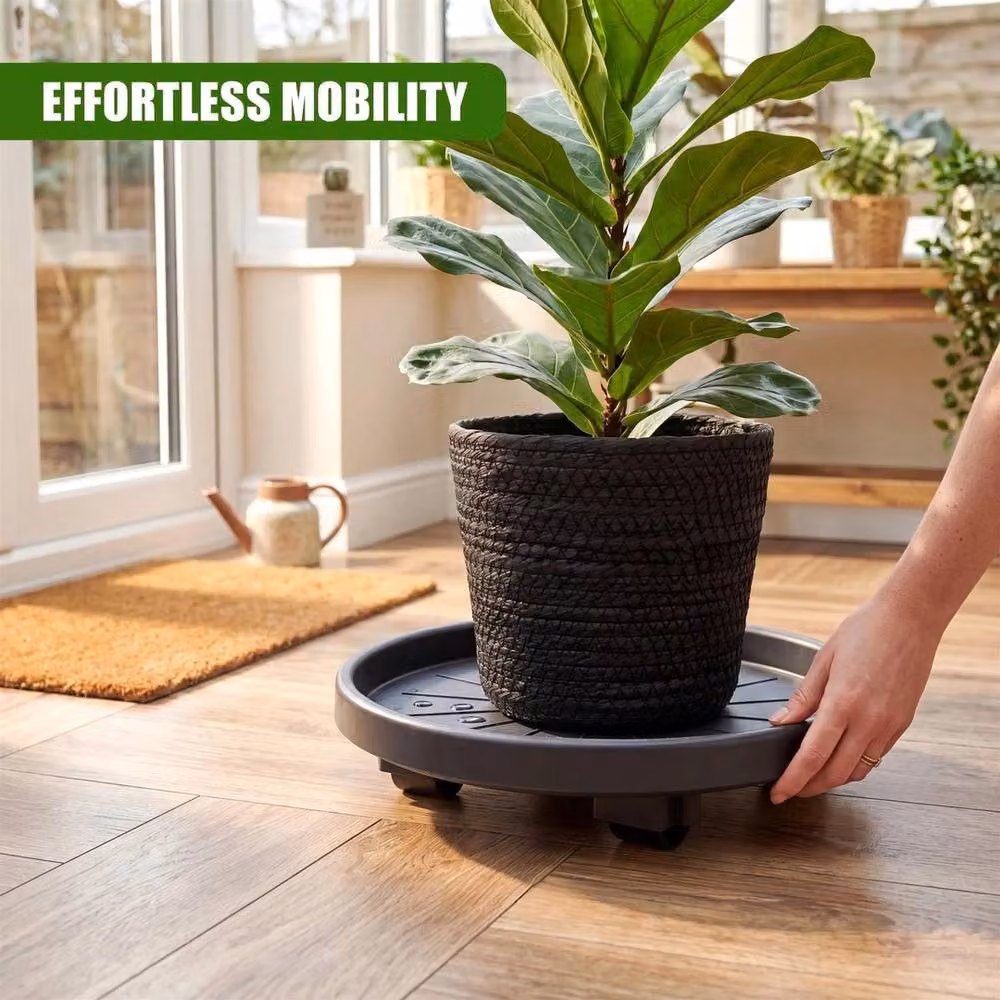 NESTLUNE Black Rolling Plant Caddy Pot Trolley with Wheels – 3