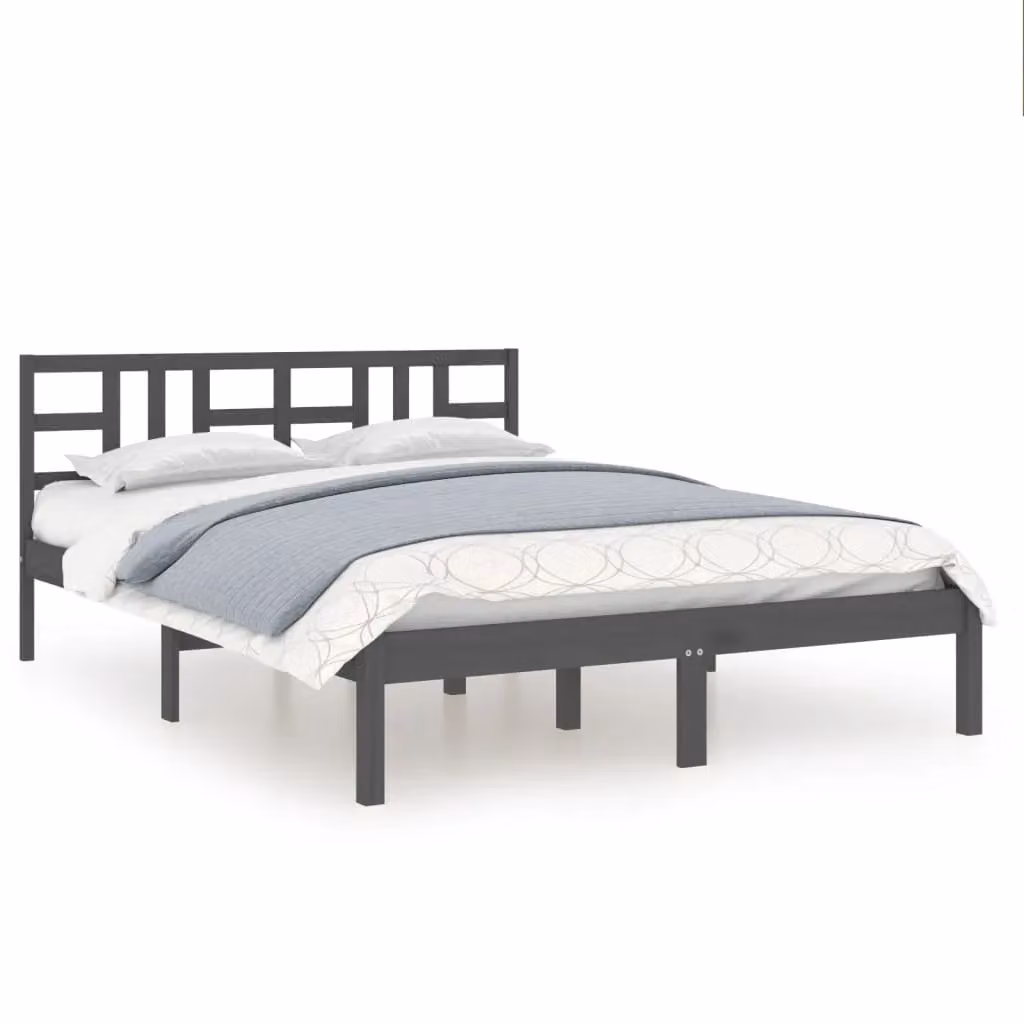 Berkfield Home Classic Solid Wood Bed Frame in Grey, 200 x 200 cm – 2