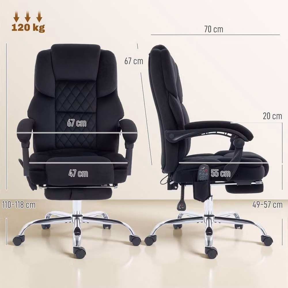 STILVORA Black Velvet Executive Office Chair with Headrest and Armrests – 4