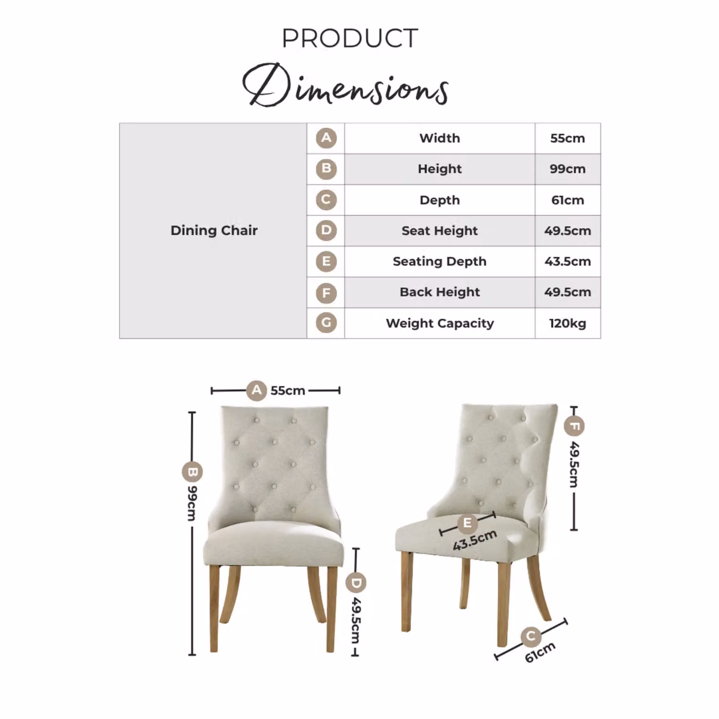 FurnitureboxUK Belgravia Beige Fabric Dining Chairs Set of 2 with Oak Effect Legs – 2