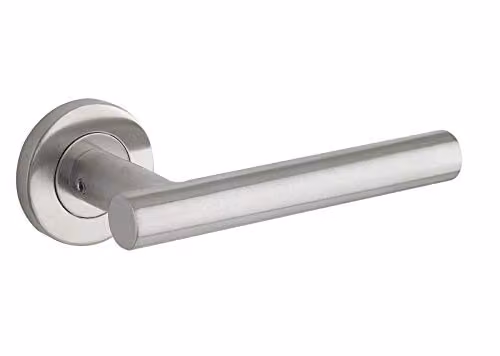 Golden Grace Brushed Steel Straight T-Bar Door Handles, 1 Pair, Silver