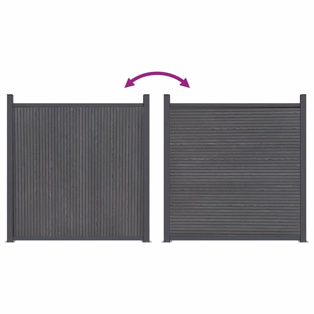 Berkfield Home WPC and Aluminium Fence Panel, Grey, H: 186 cm, W: 180 cm – 3