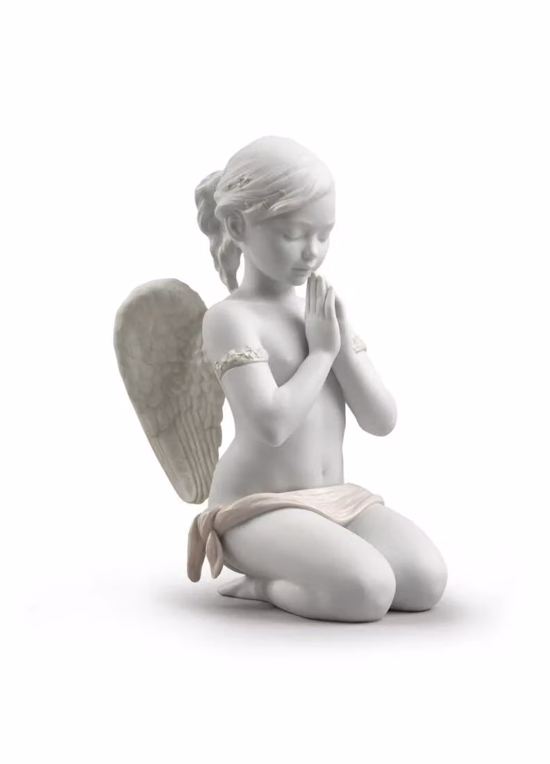 Lladró Heavenly Prayer Angel Porcelain Figurine in White