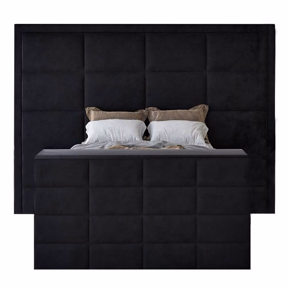 KDMD Copenhagen Upholstered Black Television Bed Frame with Drawers, W/D/H: 200 x 200 cm – 3