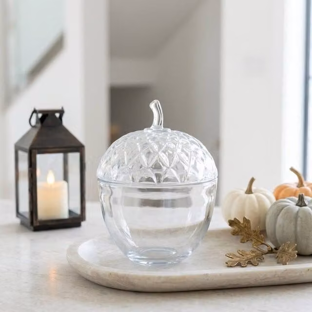 Garden Greatness Harvest Edit Glass Acorn Tabletop Display Pot in Clear