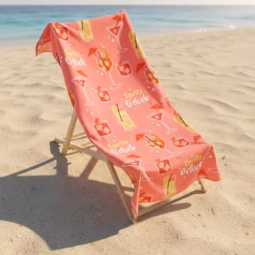 OHS Orange Spritz Microfibre Beach Towel, Pink, W/H: 71 x 152 cm
