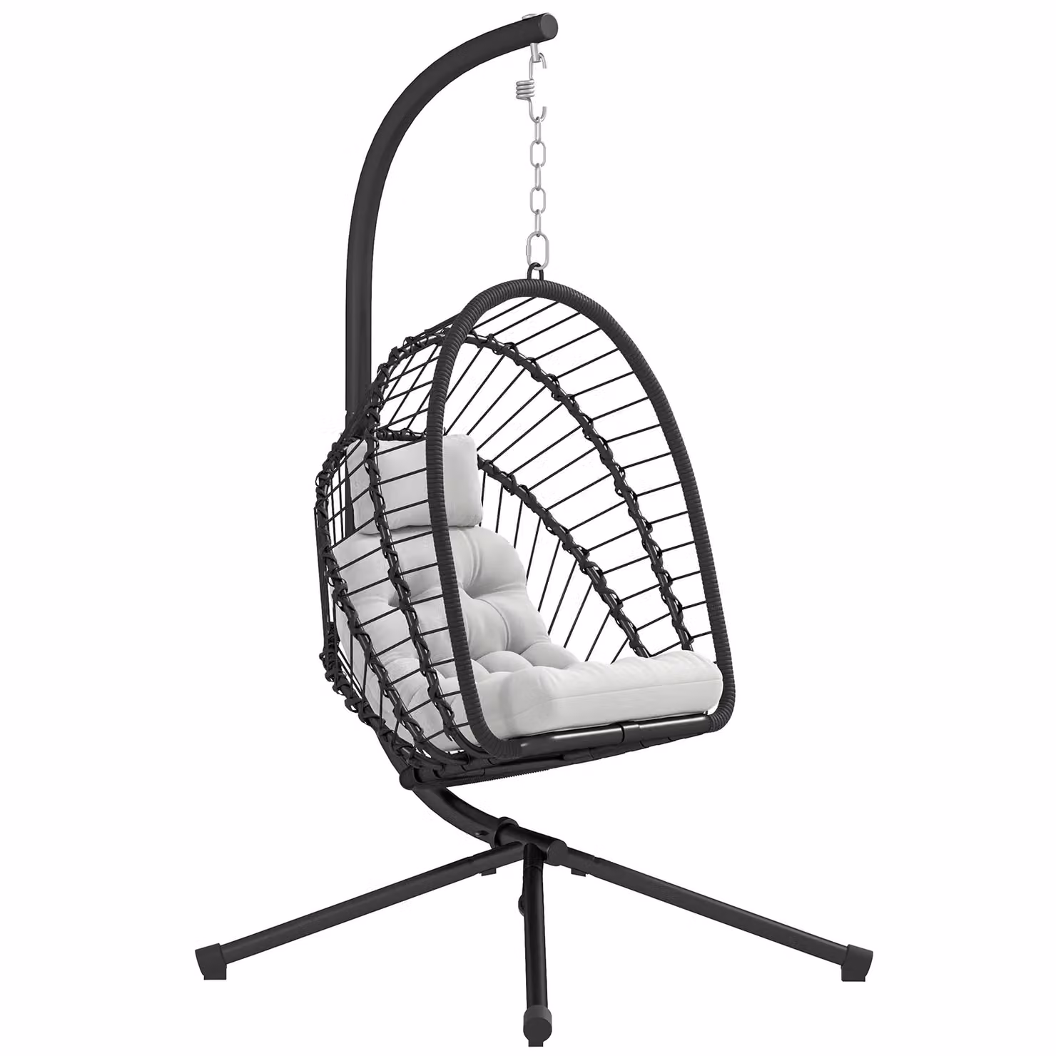 OUTSUNNY Black Hanging Swing Chair with Thick Upholstered Cushion and Metal Frame – 2