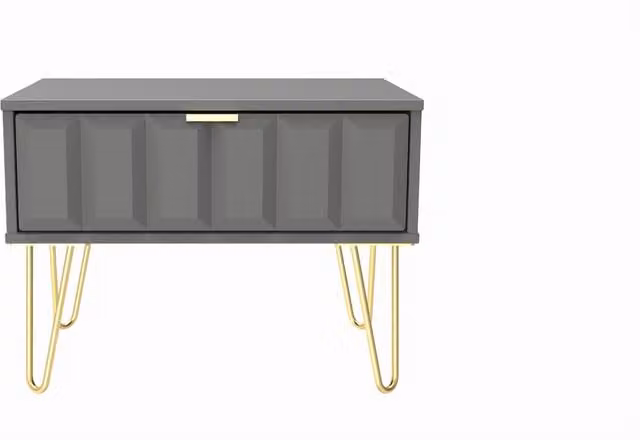 2 U Metro Wide Side Table with 1 Drawer in Grey and Gold
