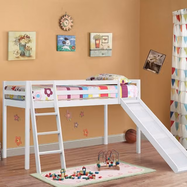 Comfy Living White 3ft Single Mid Sleeper Bed with Slide Add On, H 218.5 cm, W 91.44 cm, D 190 cm