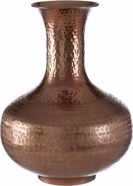 Orsina Solis Modern Round Metal Tabletop Bottle Vase in Brown