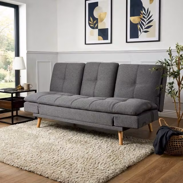 Bravich LTD Soho 4-in-1 Click Clack Sofa Bed, 3 Seater, Grey Fabric – 1