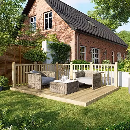 Powersheds Premium Wooden Decking Kit with Hand Rails in Beige