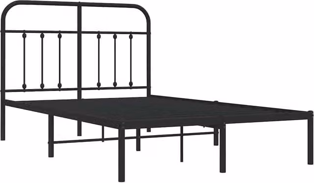 Berkfield Home Metal Bed Frame with Headboard in Black, W/D/H: 120 x 200 cm – 1