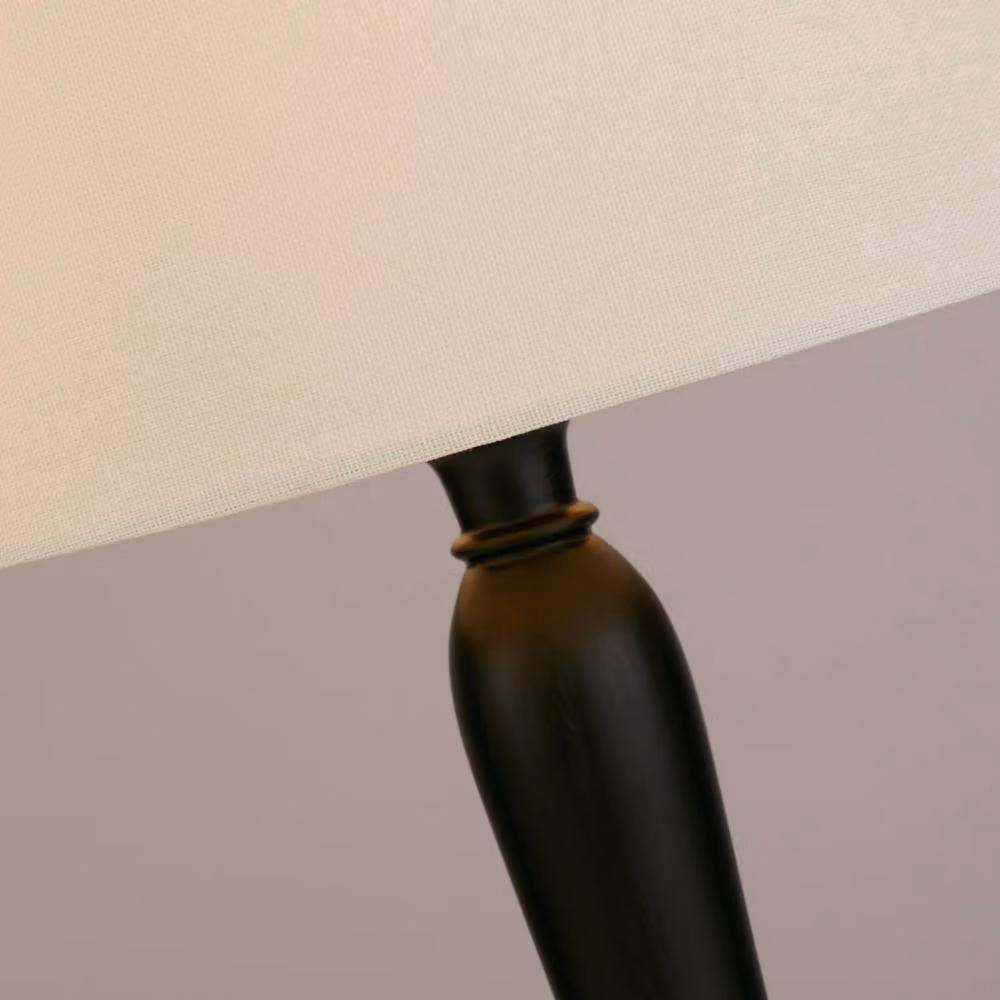 Lighting Collection Black Spindle Table Lamp with Ivory Linen Shade – 3