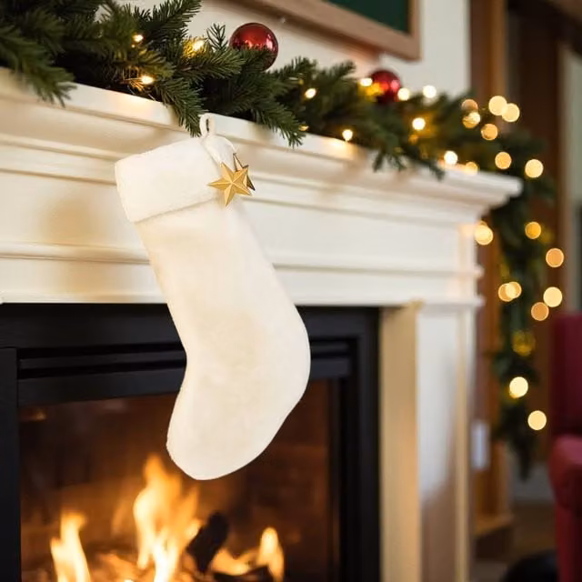 Garden Greatness White Faux Fur Hanging Christmas Stocking – 1