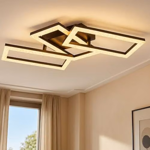 Netlighting Globo Lighting Adjustable Rectangular LED Ceiling Light in Black and Transparent Crystal, 24W, 3000K, W: 34 cm, D: 61.4 cm, H: 9.3 cm – 2