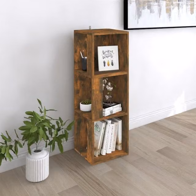 Berkfield Home Classic Corner Cabinet in Smoked Oak Brown, W/D/H: 33 x 33 x 100 cm