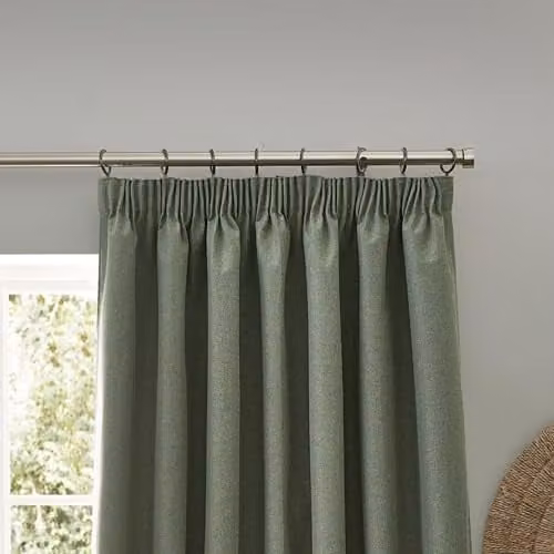 Riva Home Dawn Thermal Blackout Pencil Pleat Curtains, Green, Width: 168 cm, Drop: 229 cm – 2