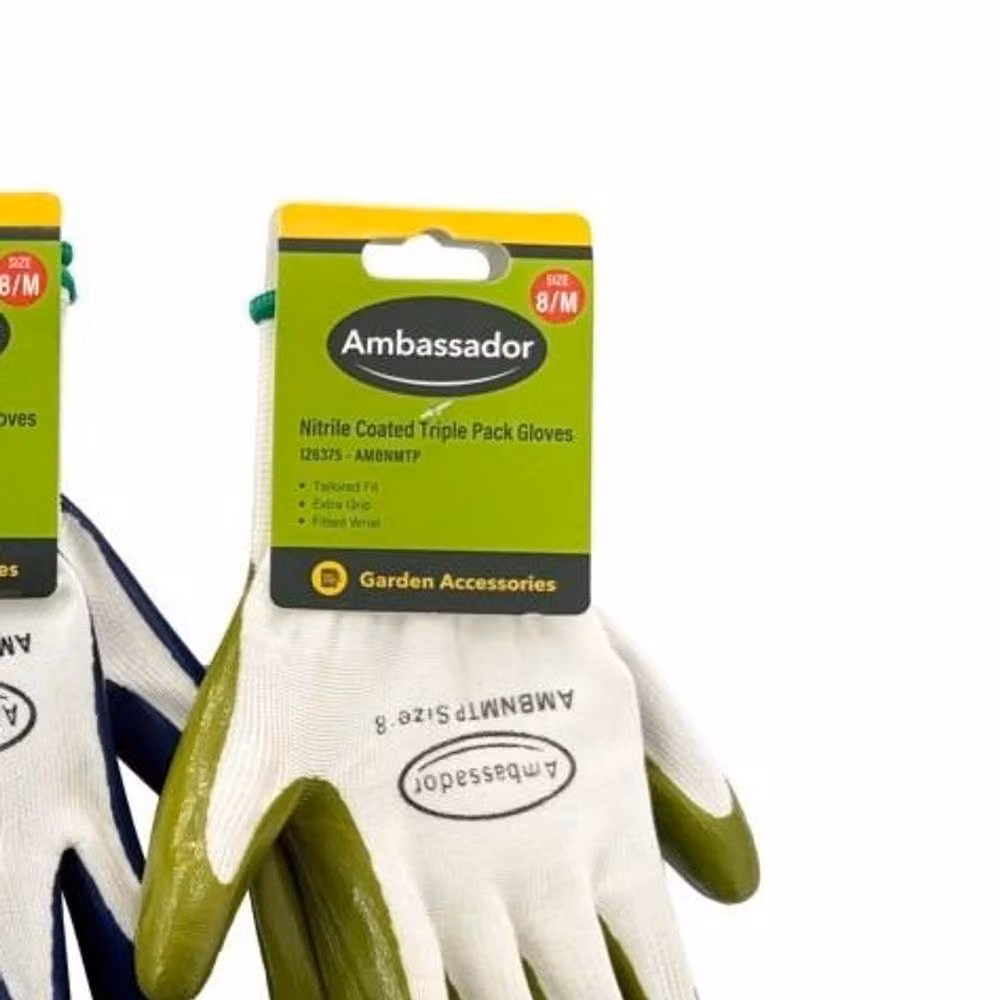 Ambassador Nitrile Coated Gloves, Pack of 3, Brown, Size: Medium – 2