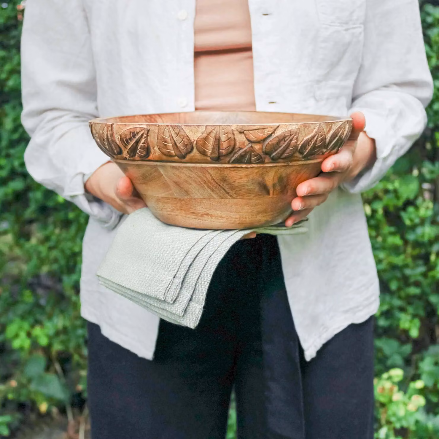 Paper High Natural Mango Wood Serving Bowl in Brown – 3