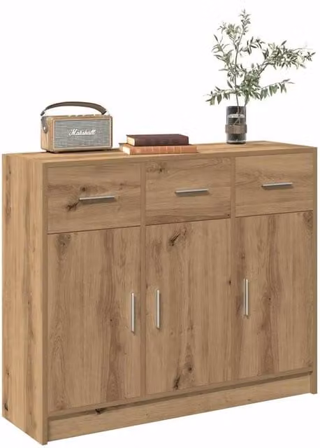Berkfield Home Artisan Oak Sideboard in Brown, W/D/H: 91 x 28 x 75 cm – 1
