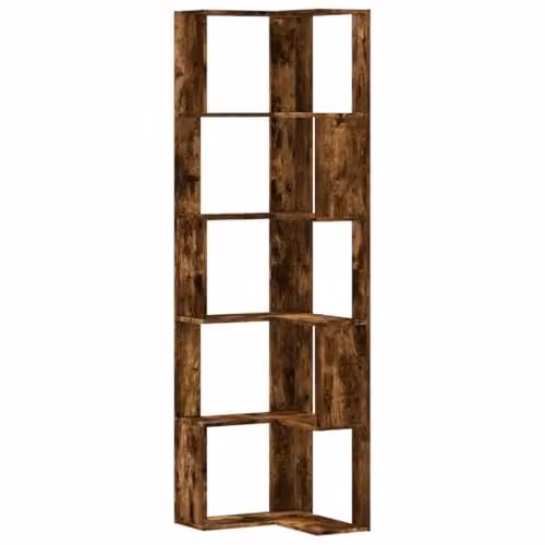 vidaXL 5-Tier Corner Bookcase in Brown, W/D/H: 50 x 50 x 179 cm