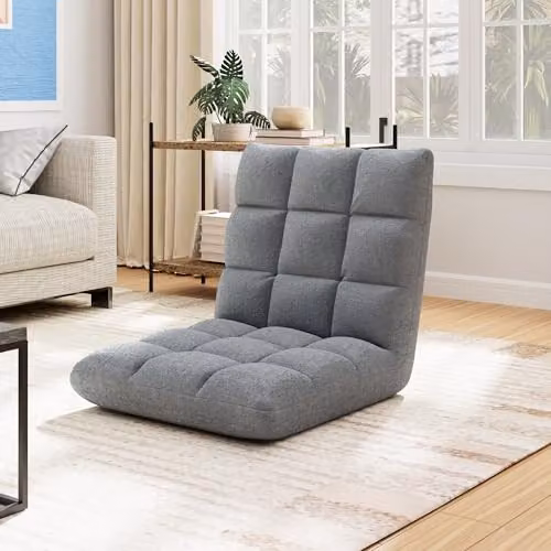 MCC Direct 14-Position Adjustable Folding Floor Chair with Padded Headrest in Grey – 2