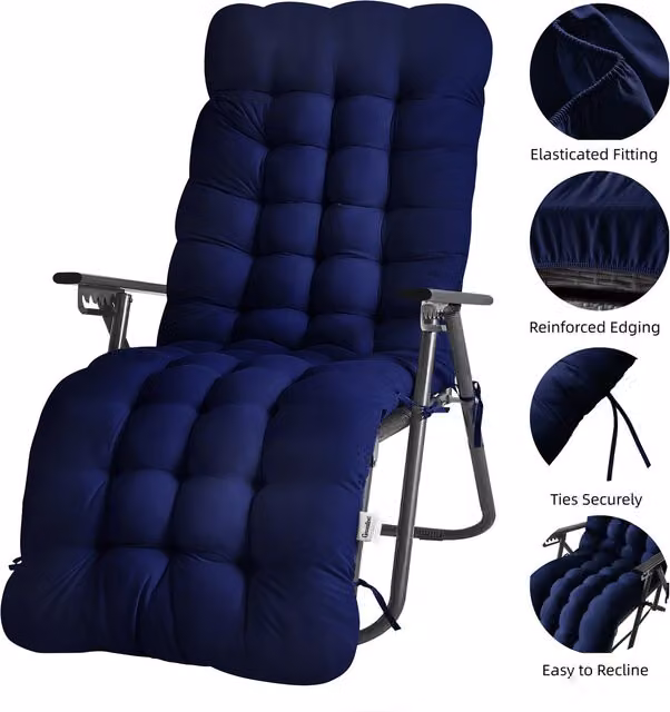 Groundlevel Breathable Rectangular Chair Cushion in Blue
