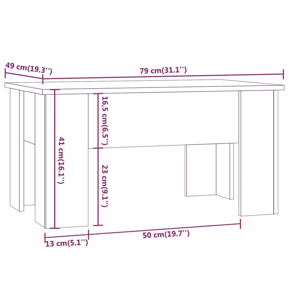 Berkfield Home Modern Coffee Table in Smoked Oak Brown, W: 79 cm, D: 49 cm, H: 41 cm – 5