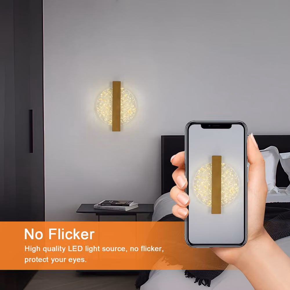 Pheashine Modern Gold Acrylic and Metal Wall Sconce 12W with 3-Colour CCT Lighting – 3