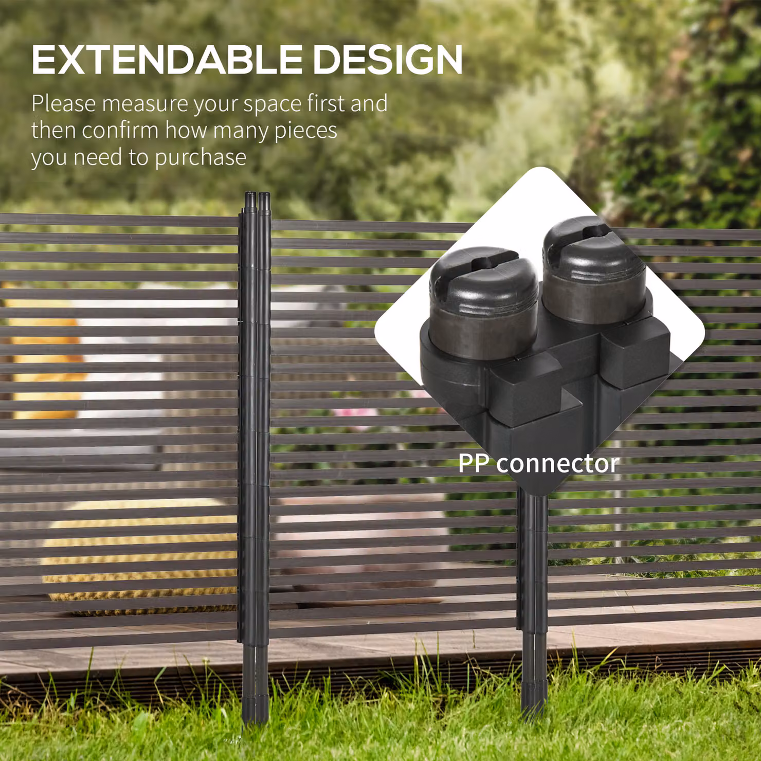 Outsunny Brown PVC-Coated Steel Garden Fence and Decorative Outdoor Animal Barrier for Hard and Soft Ground, H 150 cm x W 93 cm – 4