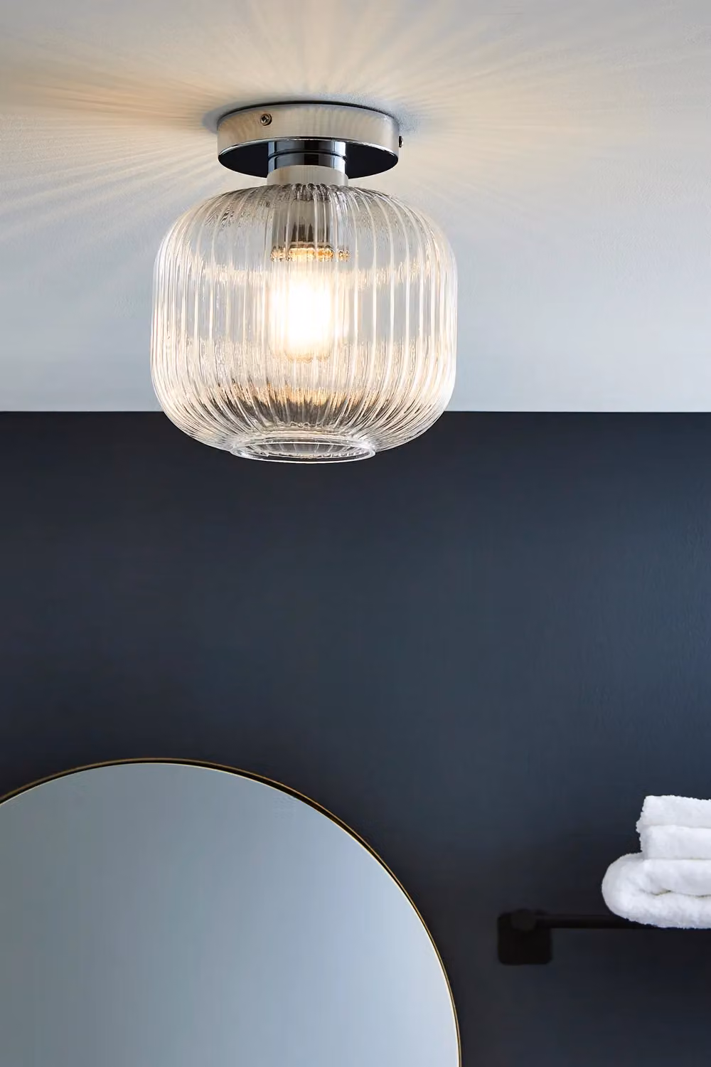 BHS Lighting Lynda Chrome Flush Bathroom Ceiling Light in Silver and Glass – 2
