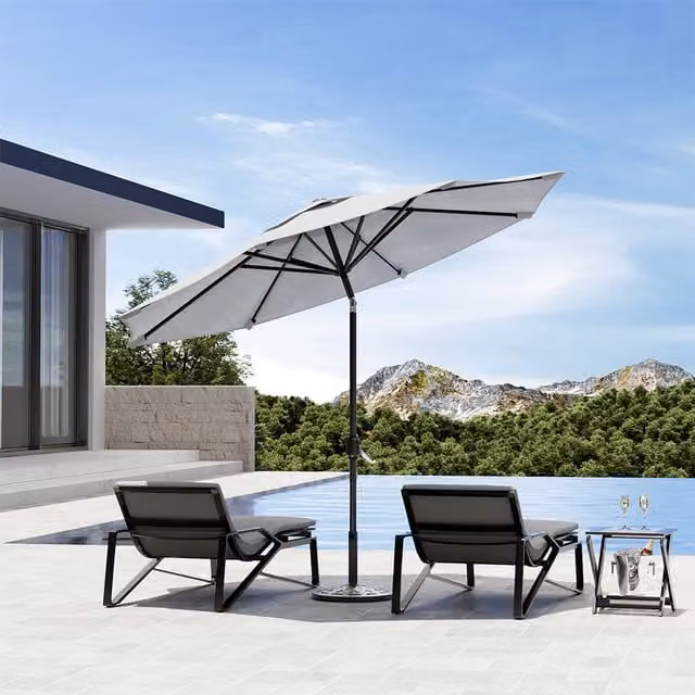Komore 3M Large Traditional Parasol with Resin Base in Grey
