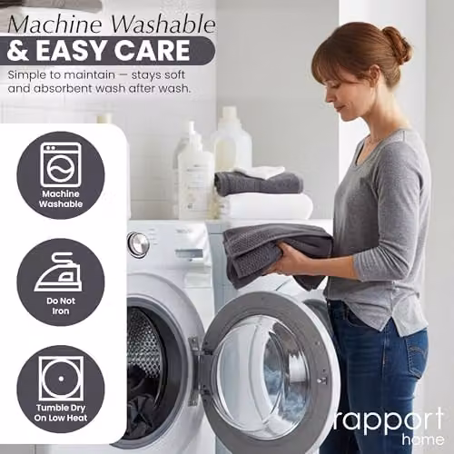 Rapport Home Eden Weave 6-Piece Cotton Towel Set in Grey, 500GSM Soft Absorbent Towels – 6