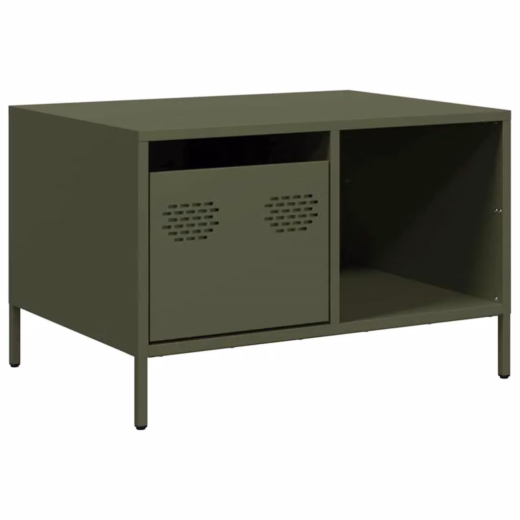 Berkfield Home Industrial Coffee Table in Matt Olive Green, W: 68.5 cm, D: 50 cm, H: 43.5 cm – 2