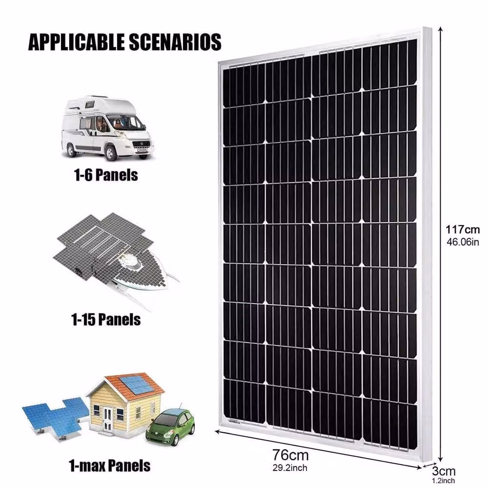 FLAVORA 200W Monocrystalline Solar Panel Kit with 40A MPPT Battery Charger in Black, W: 100 cm, H: 52 cm – 1