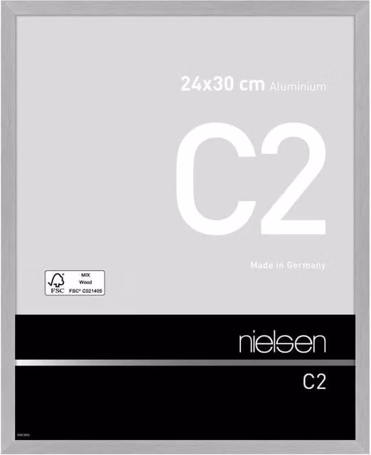 Nielsen Design C2 Aluminium Single Picture Frame in Silver with Float Glass and Push/Turn Clips, W: 24 cm x H: 30 cm – 1