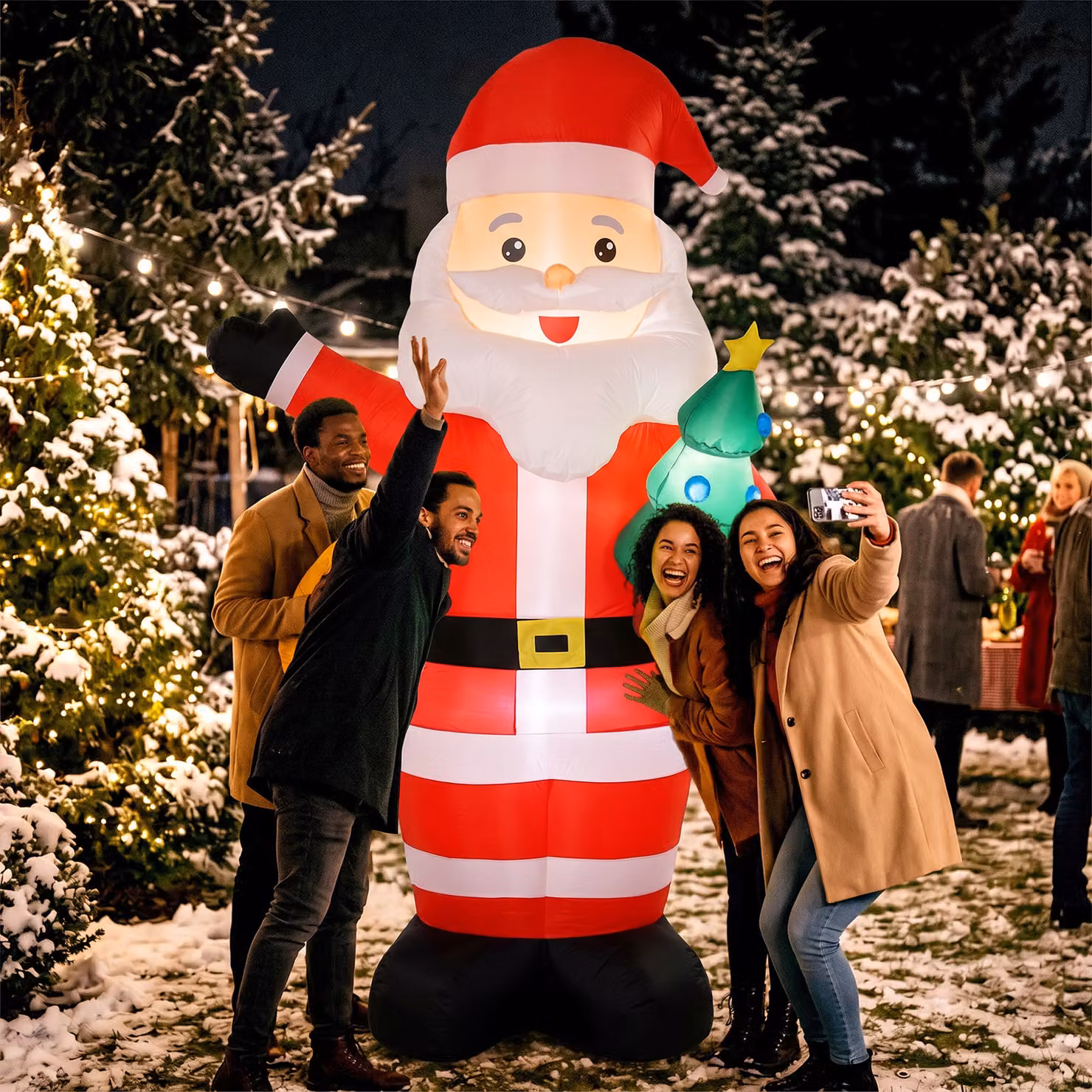 Outsunny 8ft Inflatable Red Santa Christmas Decoration with Bright LED Lights – 8