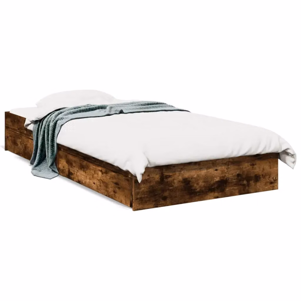 Berkfield Home Modern Bed Frame with Drawers in Smoked Oak Brown, W/D/H: 90 x 200 cm – 2