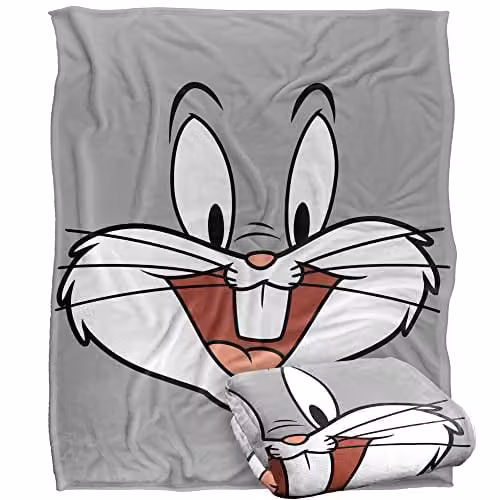 LOGOVISION Looney Tunes Super Soft Fleece Throw Blanket, Multicolour and White, W: 152 cm, D: 127 cm – 1