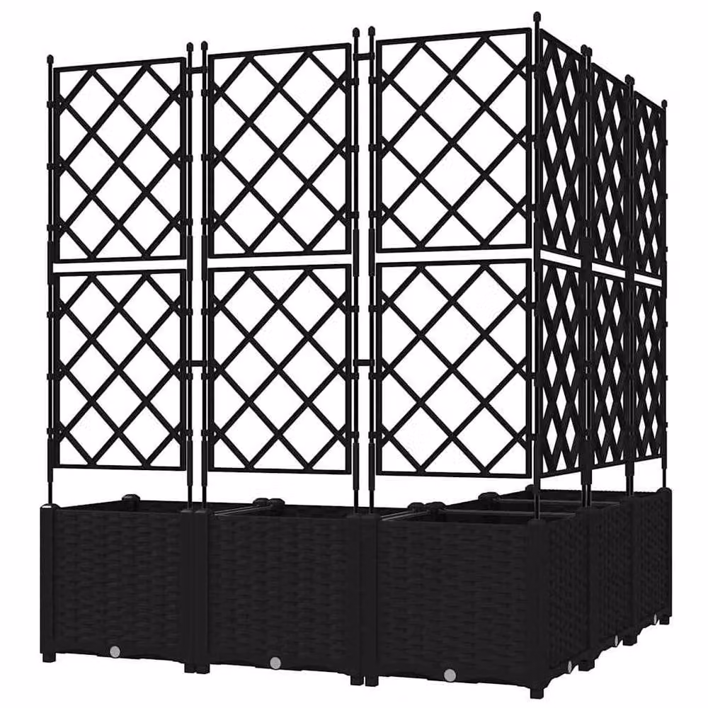 Berkfield Home Green Garden Planter with Trellis, 5 Pieces, Black, W/D/H: 120 x 120 x 143 cm – 6