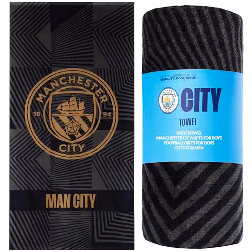 Manchester City F.C. Black Cotton Quick Dry Bath Towel, W: 137 cm, H: 69 cm – 1