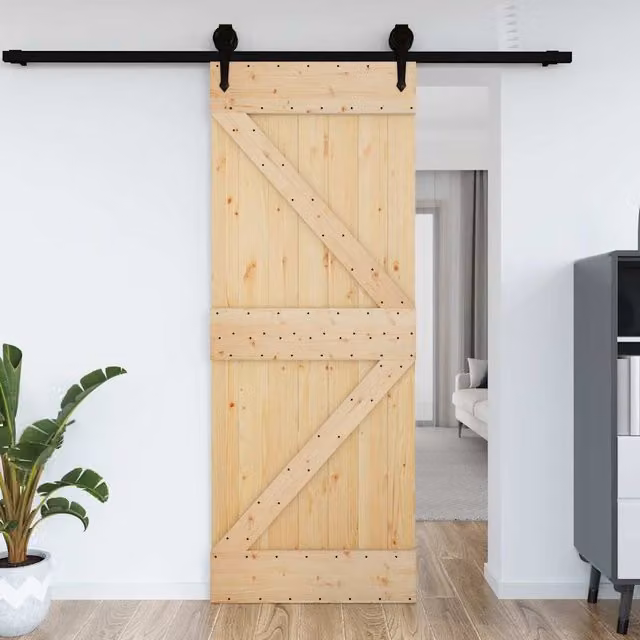 Berkfield Home Narvik Rustic Sliding Door in Brown Solid Pine, W: 85 cm, H: 210 cm – 1