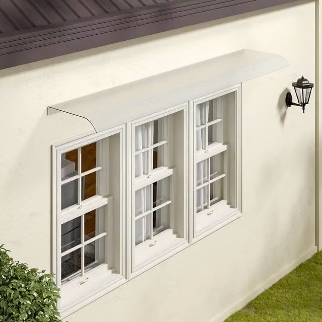 Lifeideas Outdoor Transparent Frosted Awning in White, W: 160 cm, D: 33 cm