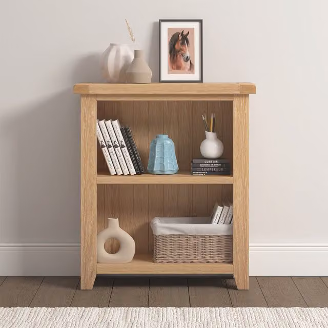 Seconique Classic Oak Low Bookcase in Brown
