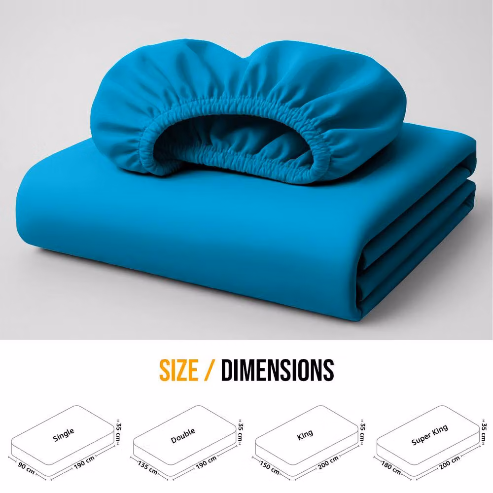 Lazzaro Home Feel the Difference Exclusive Microfibre Fitted Sheets in Turquoise, Super King, W/D/H: 200 x 200 x 40 cm – 2